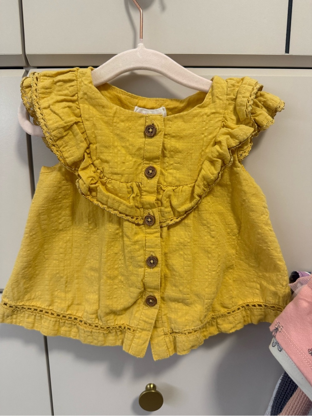 Shabby Chic Sunflower Yellow Ruffle Button-Front dress/top